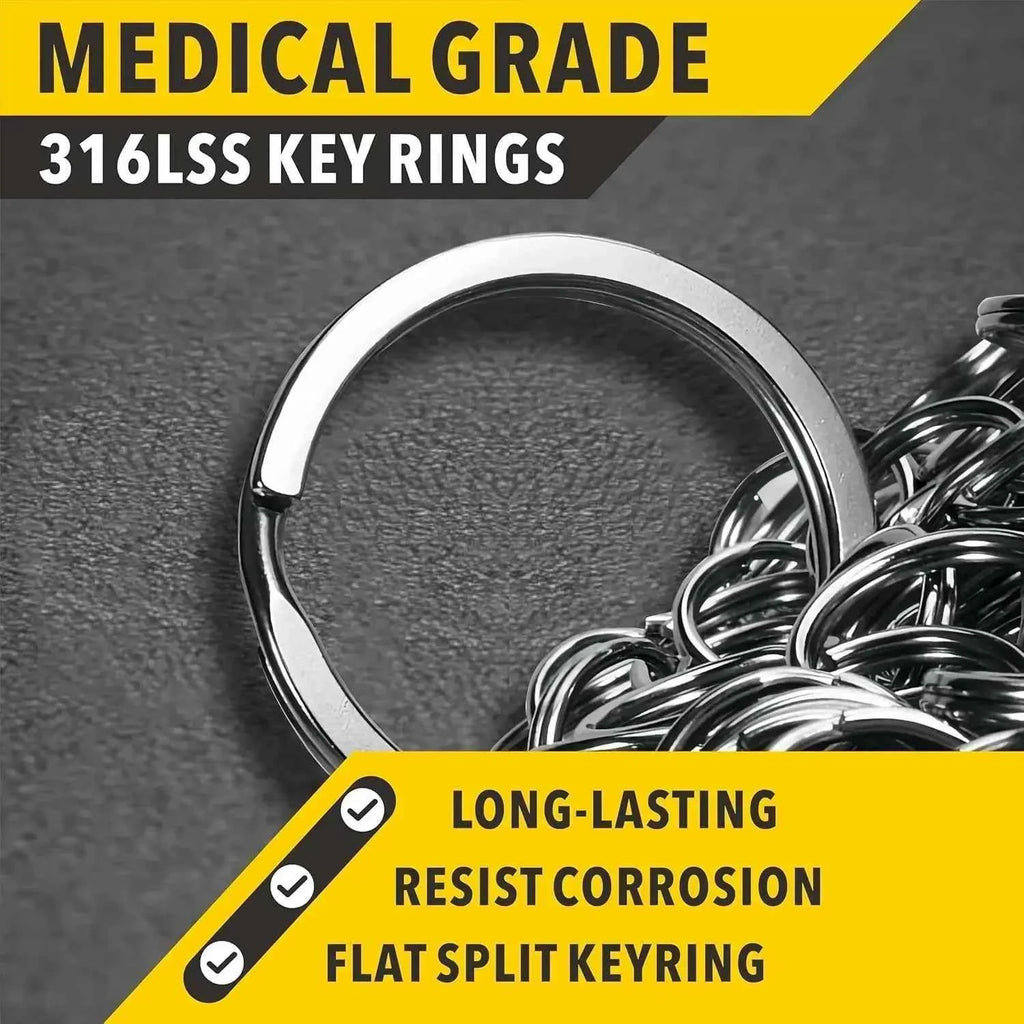 10-30pcs Stainless Steel Key Rings Polished Silver Round Flat Wire Split Key Ring for Jewellery Making Car Keyring DIY 25-35mm