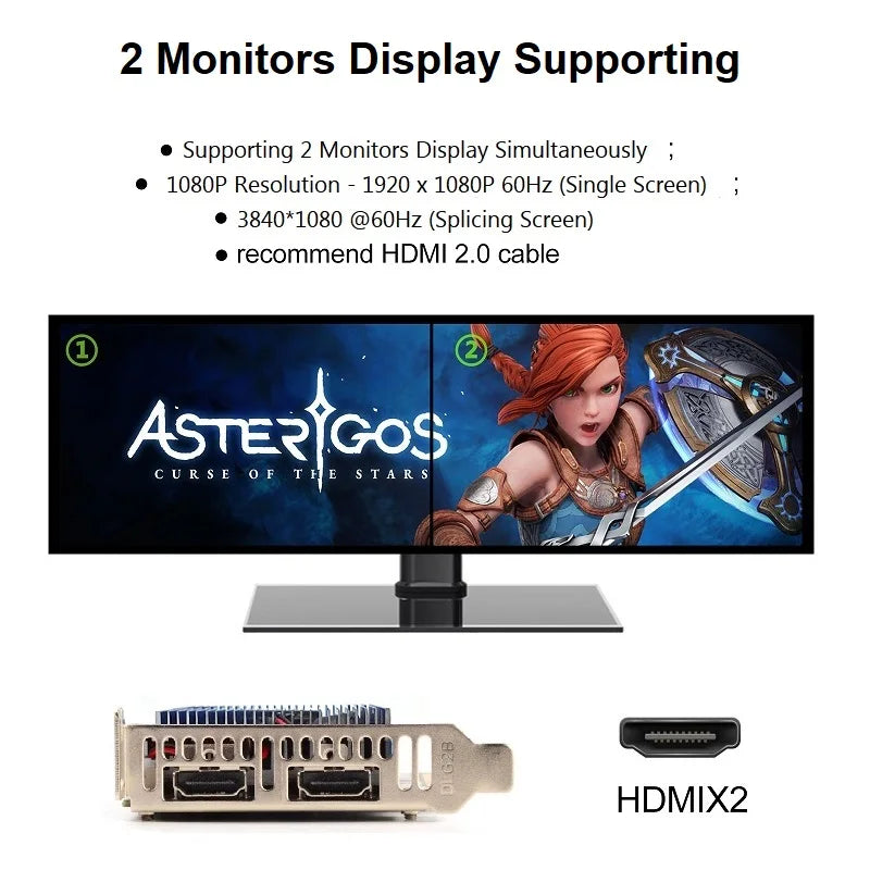 SRhonyra GT730 4GB Graphics Card,1080P GPU GDDR3 2HDMI 2 Monitor Display  PCI-E2.0 16X Low Profile,Computer GPU,1Year Warranty