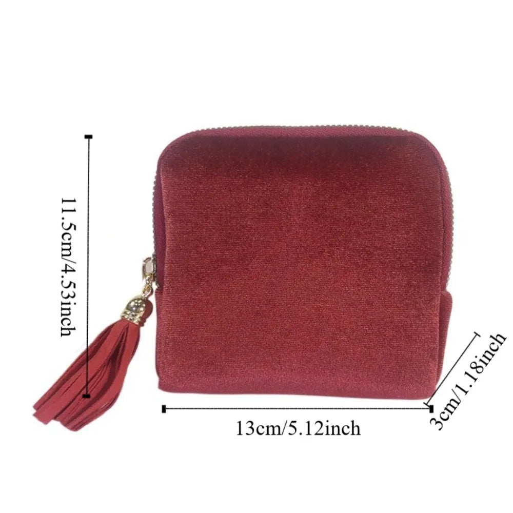 1PC Luxurious jewelry organizer – zipper closure, tassel charm and soft fabric lining | Compact bracelet travel case