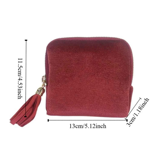 1PC Luxurious jewelry organizer – zipper closure, tassel charm and soft fabric lining | Compact bracelet travel case