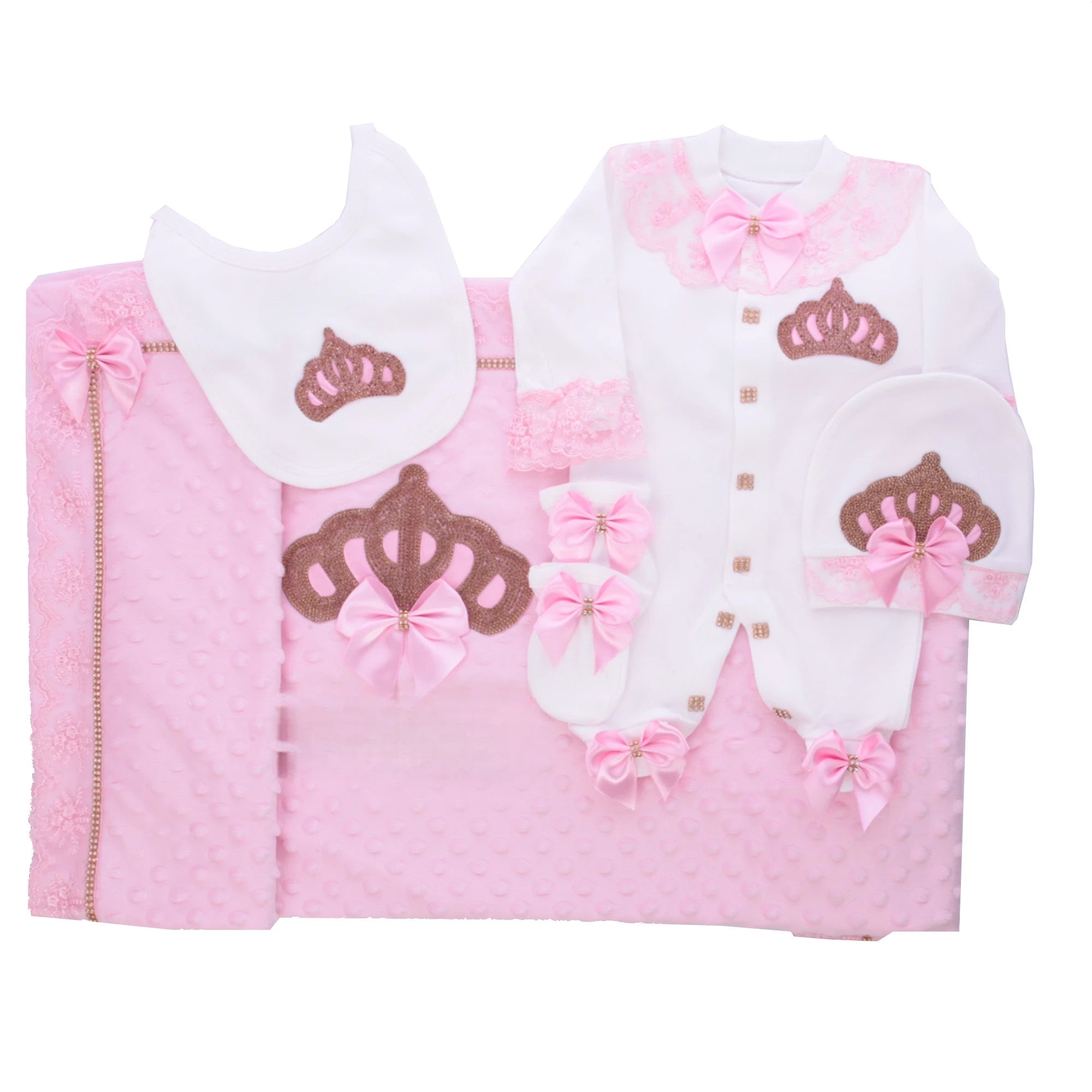 5pcs Newborn Baby Nursery Kids Outfit Clothing Cotton Infant Care Wrapped Baby Products Pants Mittens Receiving Blanket