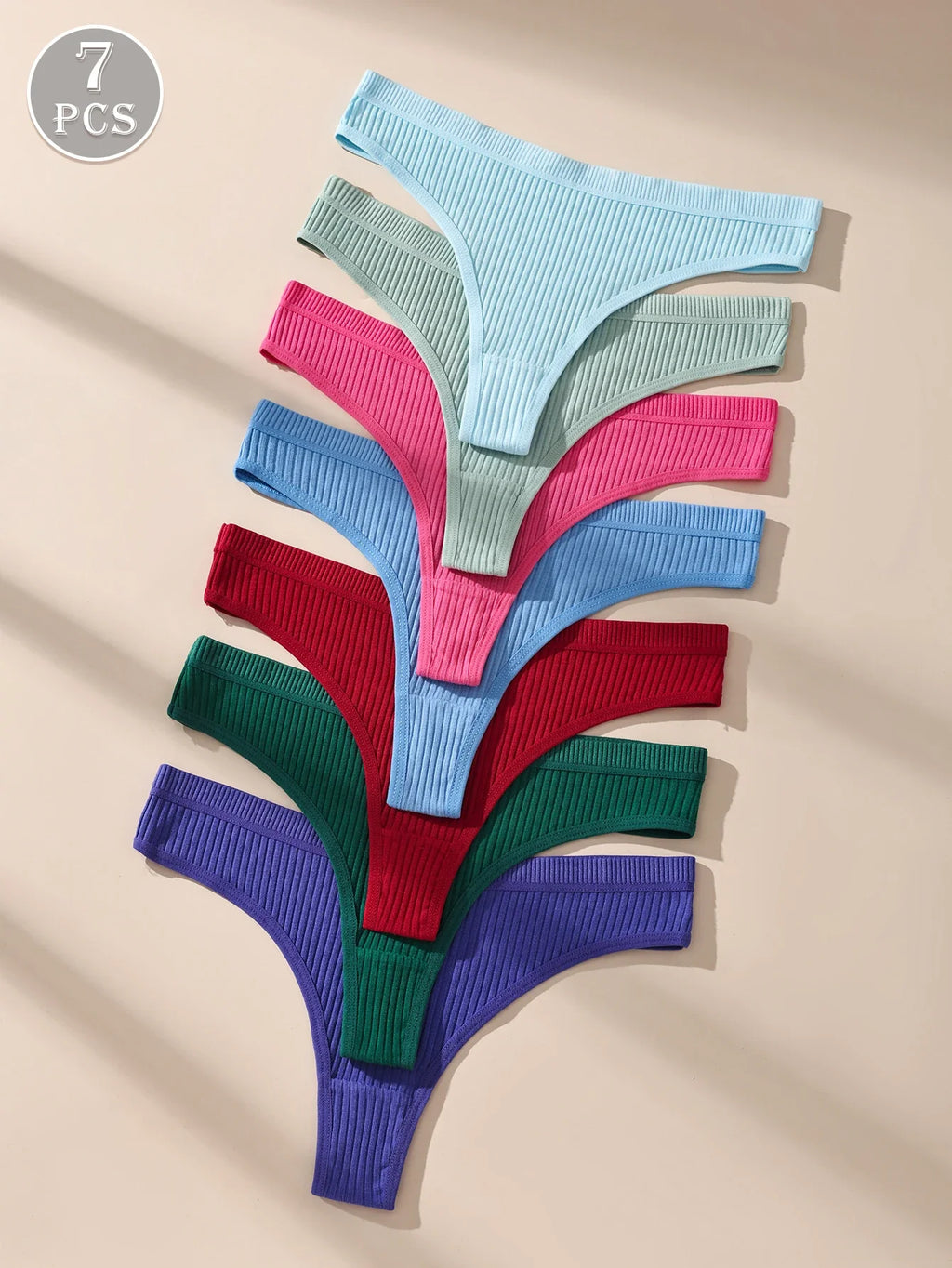 7Pcs Women Cotton Thongs Panties Striped Underwear Sexy Underpants Black Panty Soft G-Strings Plus Size Tanga Female Lingerie