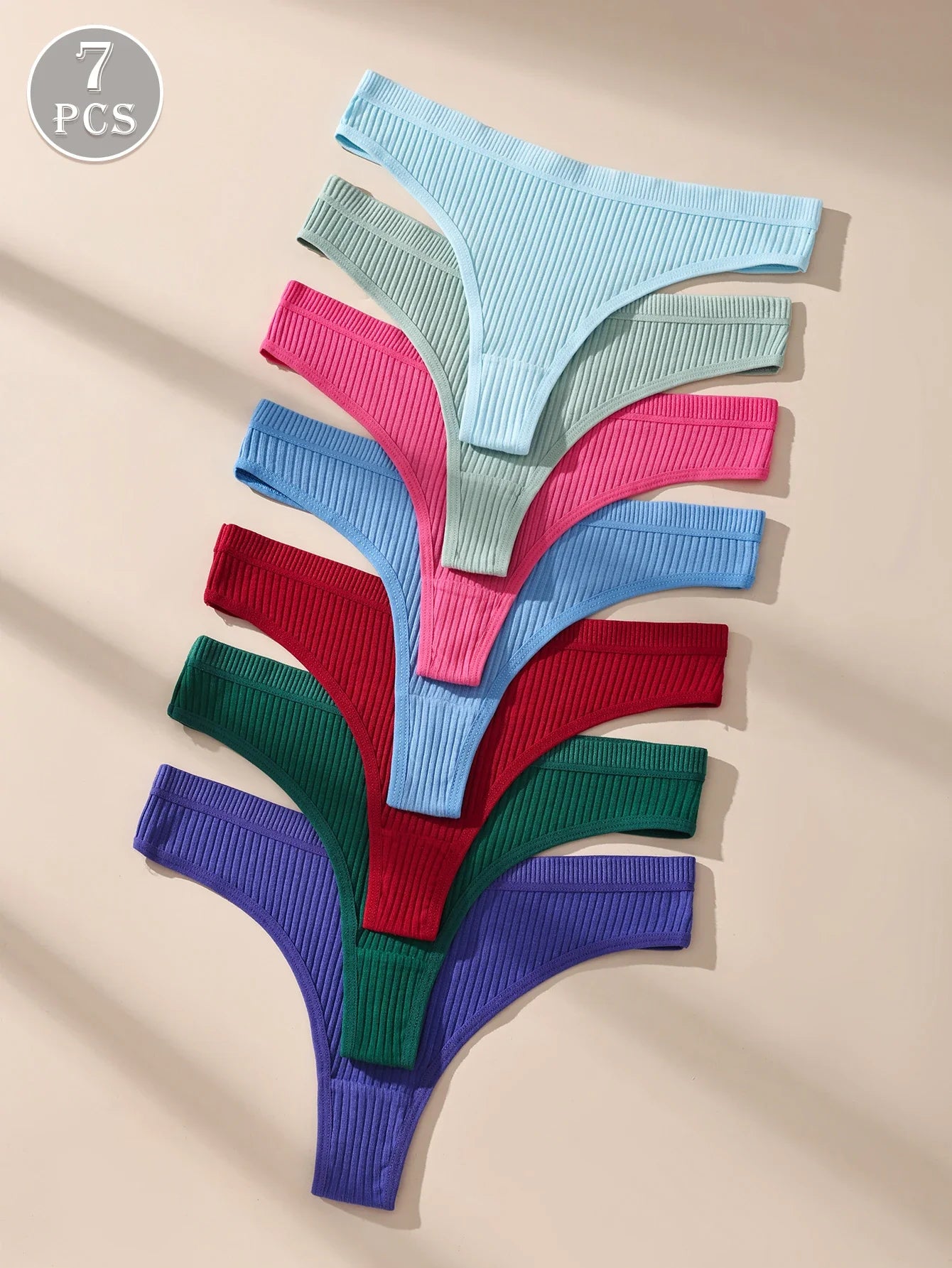 7Pcs Women Cotton Thongs Panties Striped Underwear Sexy Underpants Black Panty Soft G-Strings Plus Size Tanga Female Lingerie