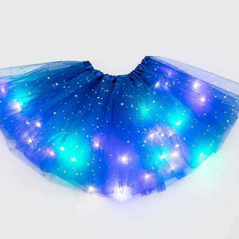 LED Glowing Light Kids Girls Princess Tutu Skirts Children Cloth Wedding Party Dancing Miniskirt Costume Cosplay Led Clothing