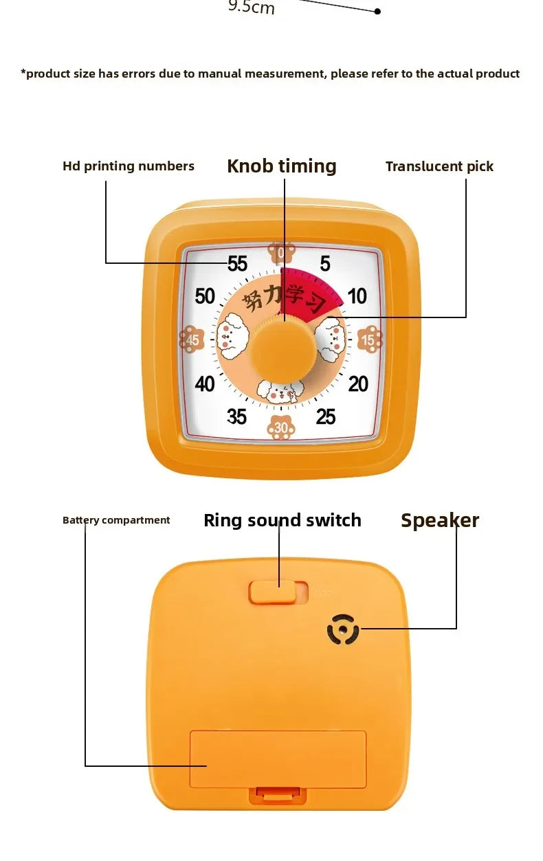 Kids Children Reminder Time Management Tool Visual Timer Night Light Ultra Silent Alarm Clock 60 Minutes Countdown Timer Digital