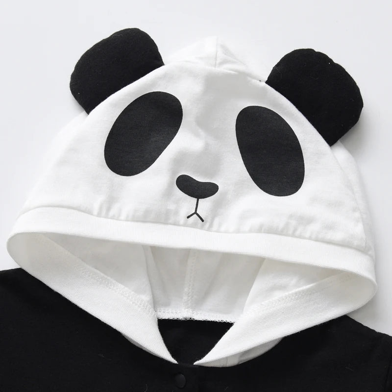 2024-04-11 Lioraitiin Summer Baby Boys Girls Panda Costume Short Sleeve Romper Cute Hooded Jumpsuit Cosplay Outfit