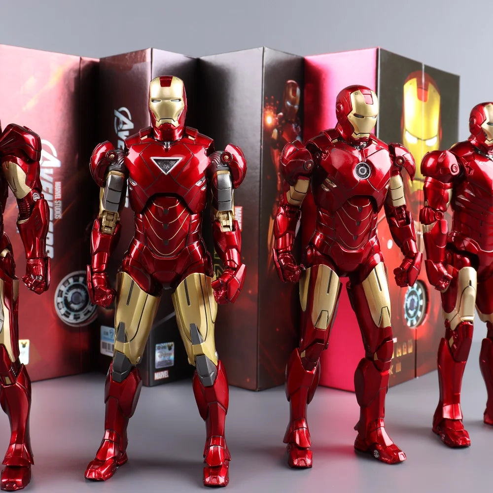 ZD Toys LED Light Iron Man MK1 MK2 MK3 MK4 MK5 MK6 MK7 MK43 MK50 7" Movie Action Figure Tony Stark Legends Toys