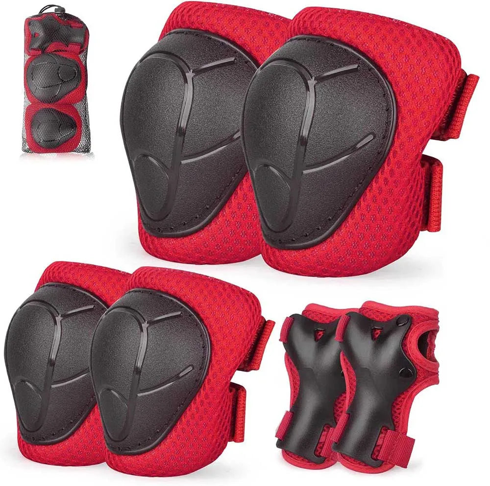 Kids/Youth Knee Pads and Elbow Pads Set with Wrist Guards for 4-16 Years Skateboard Roller Skating Skiing Rollerblading Cycling