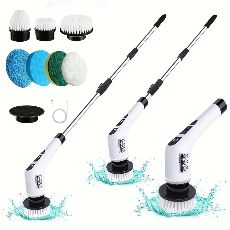 Electric Spin Scrubber Cleaning Set With Extension Handle