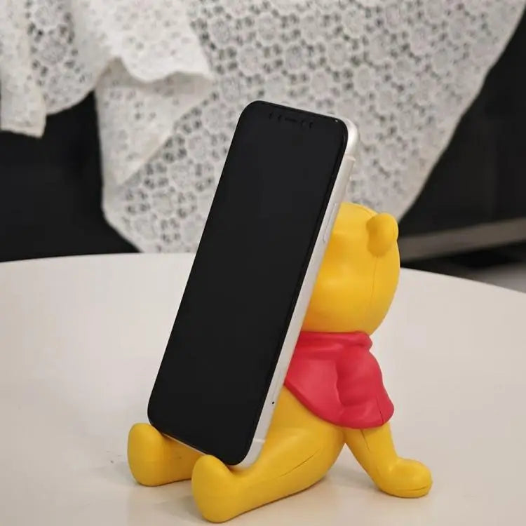 Funny Winnie The Pooh Phone Stand Holder for Desk Cute Bear Shape Universal Tablet Stand Dorm Room Decor Study Binge Watching