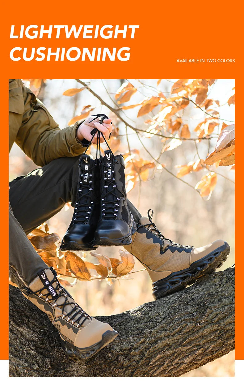 Fashion Work Boots Men Protective Shoes Safety Boots Steel Toe Shoes Outdoor Hiking Boots Light Tactical Boots Puncture-Proof
