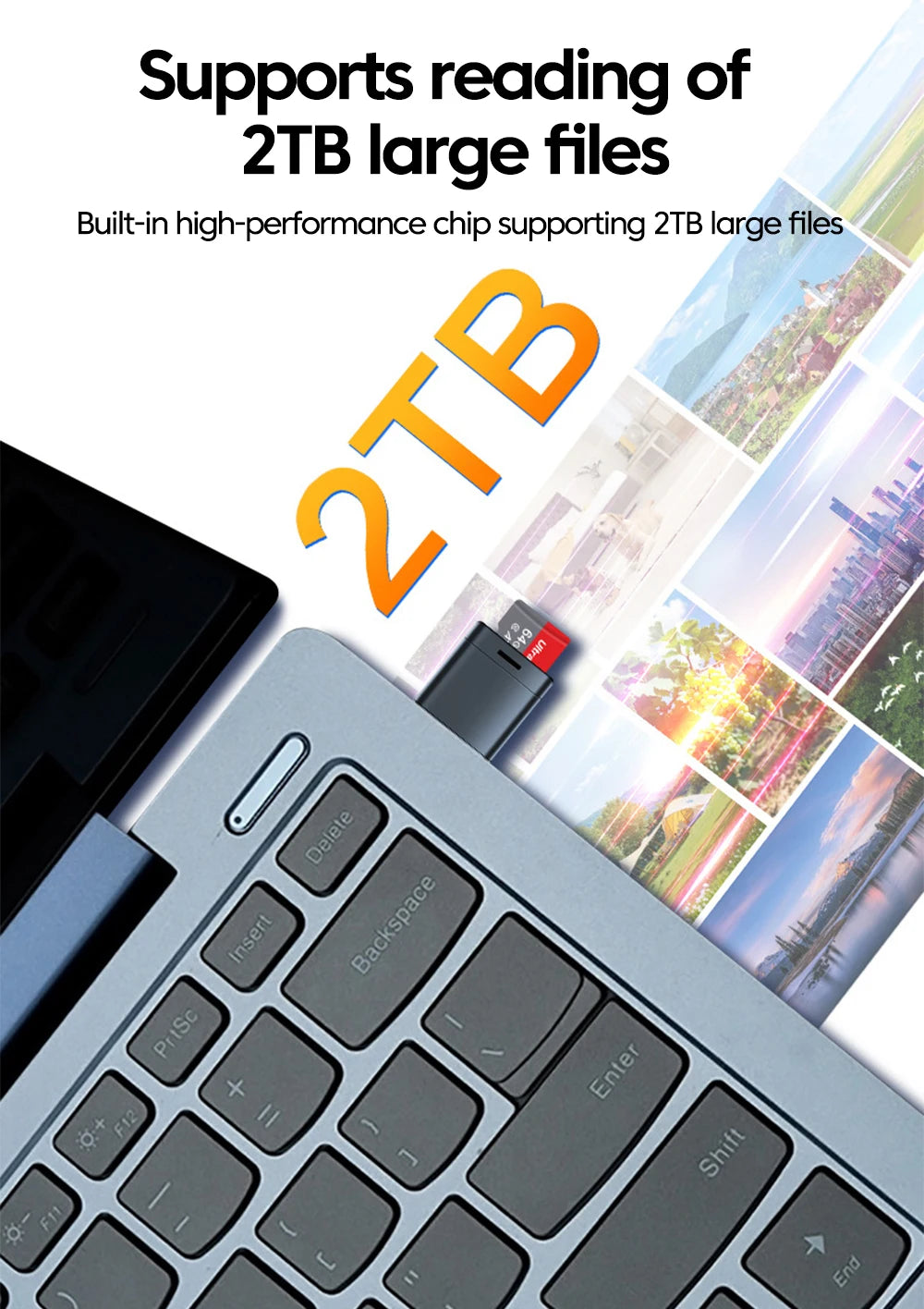 USB2.0 Mini Micro SD Card High Speed Memory Card Reader With TF Card Slot Max Compatible 2TB Portable Memory Card Reader Adapter