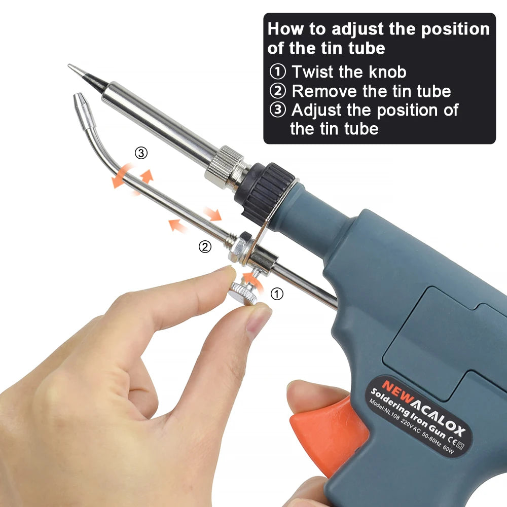 NEWACALOX Soldering Iron Kit Industrial Automatic Solder Feeding with Temp Adjust, 60W Soldering Gun with 50g Soldering Wires
