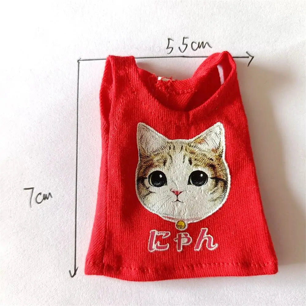 NEW Blyth Clothes T-Shirt Vest   Cute Cat print Vest clothes for Blyth, Momoko, Obistu, Licca , FR 1/6 Dolls Accessories
