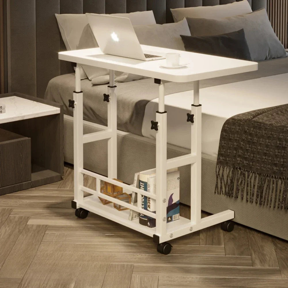 Simple Adjustable Laptop Desk with Wheels Movable Bedside Computer Table Lift Computer Desk Bedroom Office Portable Study Table