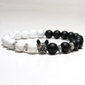 New French Bulldog Bracelet For Men 8mm Natural Lava Tiger Eyes Stone Braclet Beaded Vintage Braslet Homme Camping Accessories