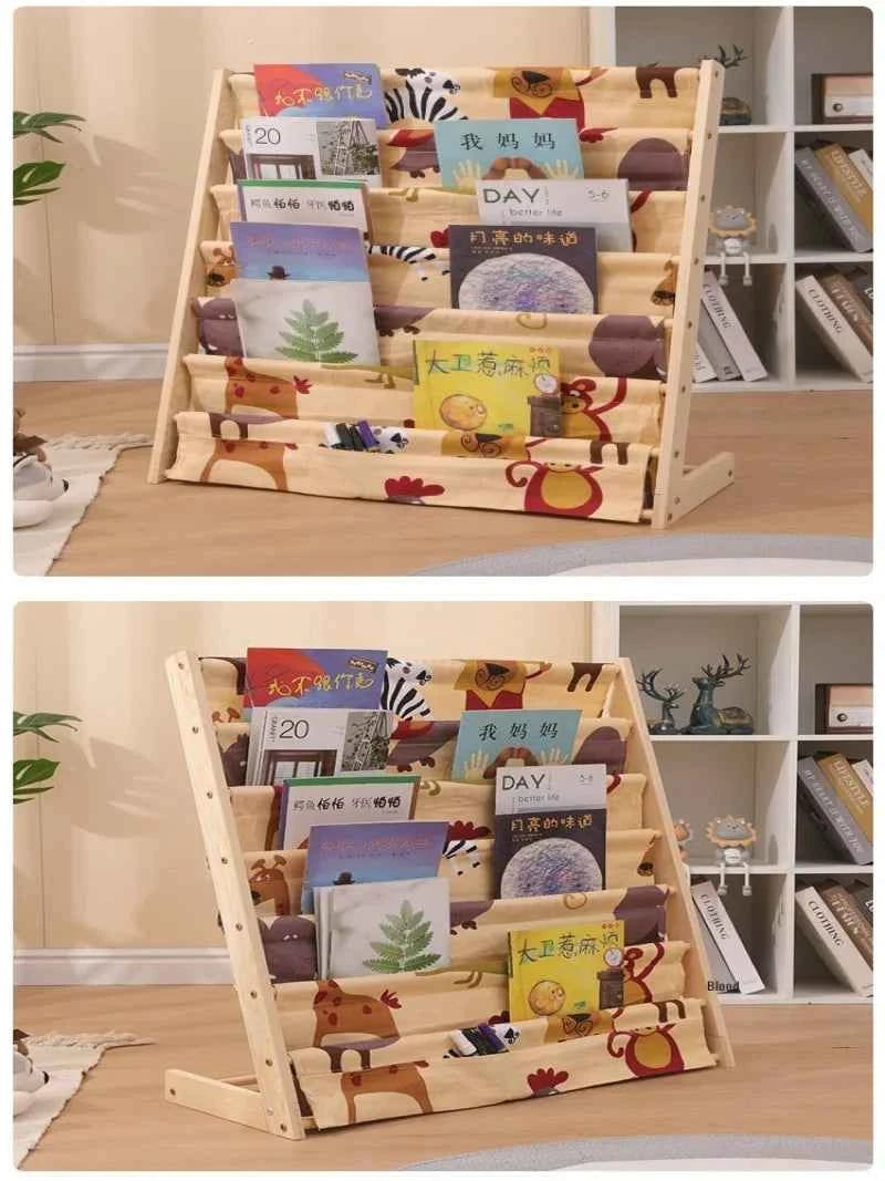 Home Multitier Solid Wood Reading Bookshelf Removable Floor Storage Bookshelf Children's Picture Book Organizer Storage Bookcase