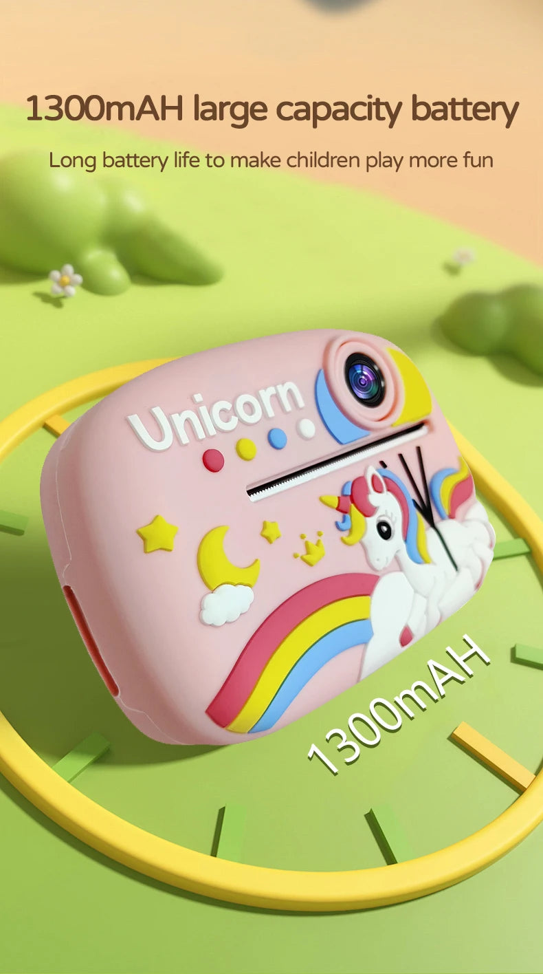 Kids Camera Instant Print 1080P HD Toddler Digital Video Camera 2.4-Inch Toy for Girls Boys Age 3-12 Christmas Birthday Gift