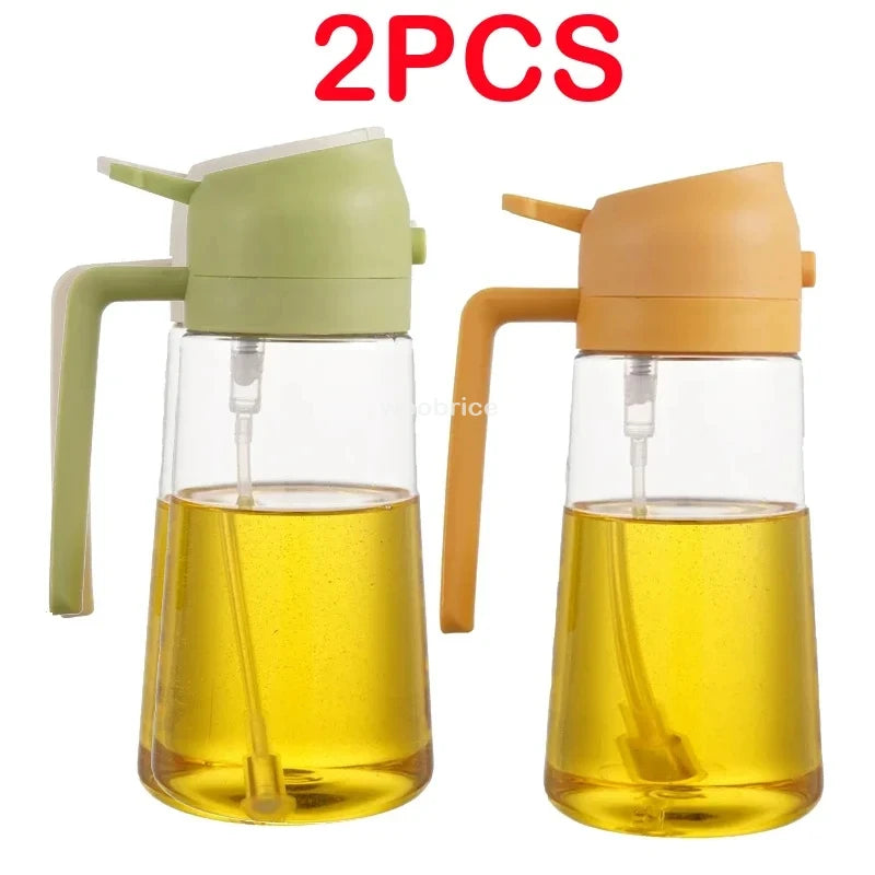 2-in-1 Plastic Oil Dispenser Sprayer 16oz Leakproof Olive Oil Bottle for Cooking Air Fryer BBQ  Picnic Kitchen Tools