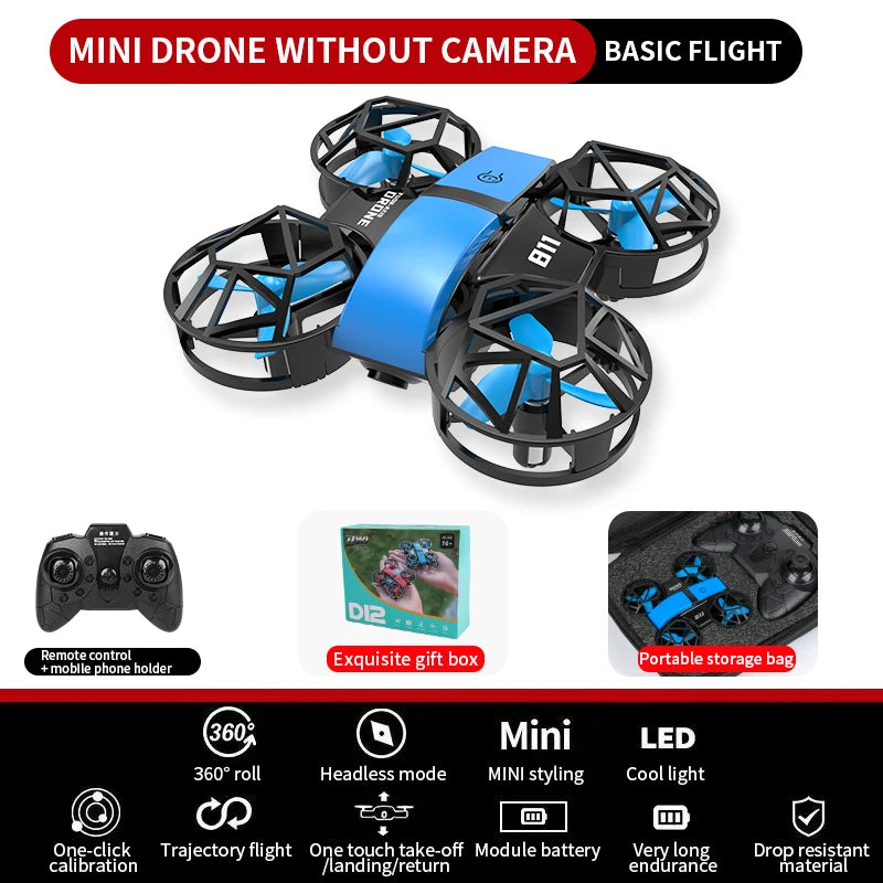 2025 DWI NEW MINI  RC Quadcopter Remote Control DRON D12 HD Dual Camera Fixed Height Rc Plane  aldult Children's Toy  GIFTS