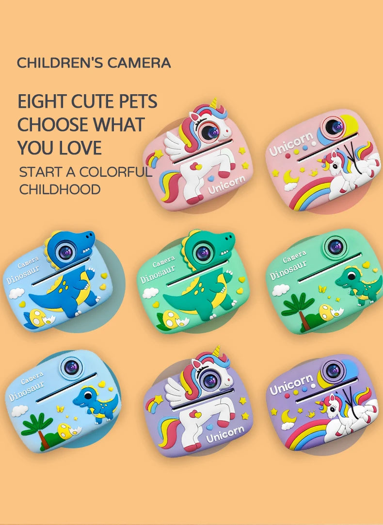 Kids Camera Instant Print 1080P HD Toddler Digital Video Camera 2.4-Inch Toy for Girls Boys Age 3-12 Christmas Birthday Gift