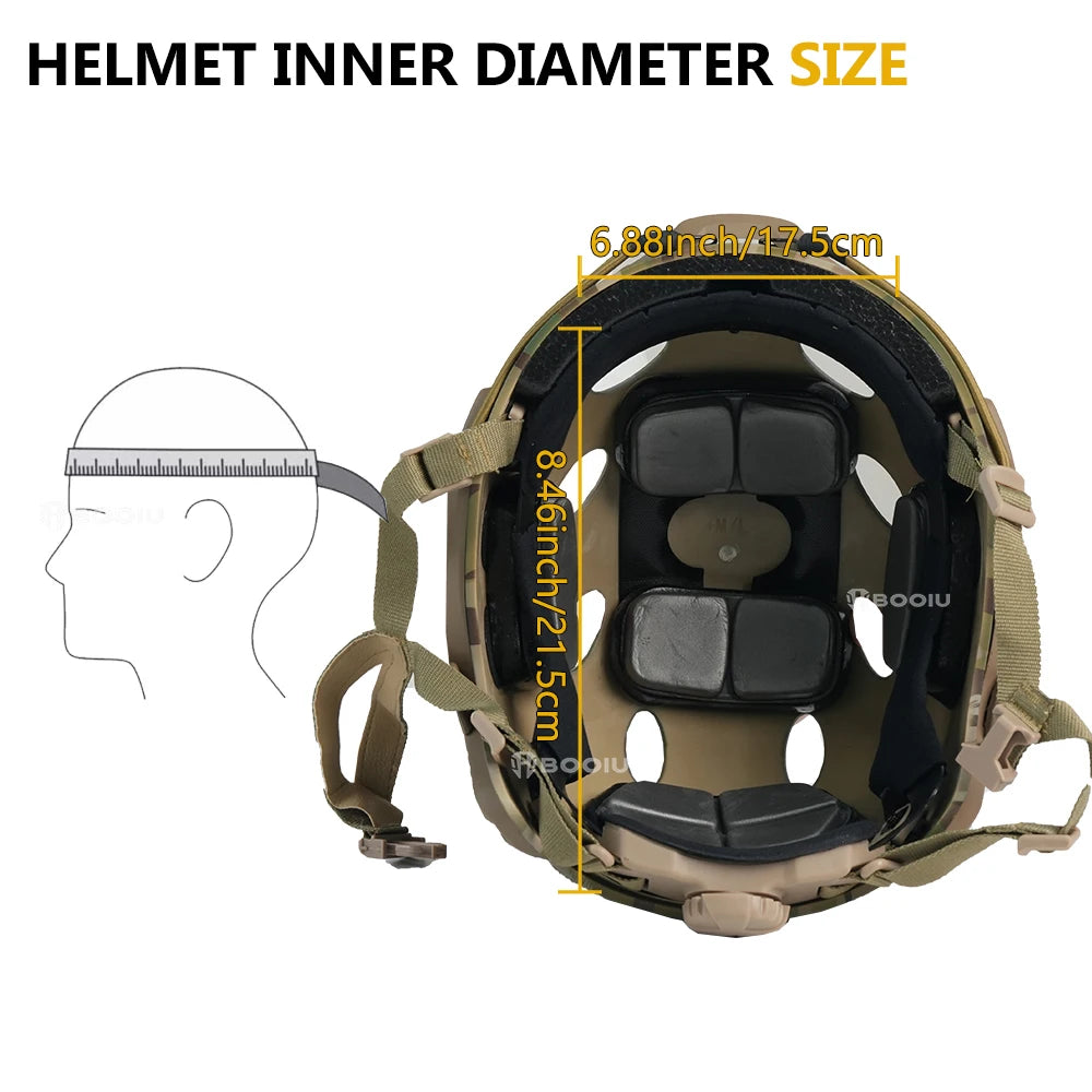 BOOIU Fast Tactical Helmets Adjustable Knob Disguise ABS Thickened Camouflage Hunting CS Military Outdoor Sports Protect Helmets