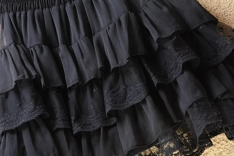 Short skirt white lace cake skirt skirt skirt female summer high waist thin a line skirt princess puffy skirt