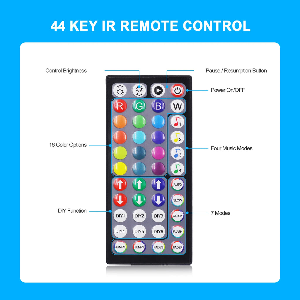 RGB LED Controler Box 1 to 2 Output 24Keys 44Keys IR Remote Bluetooth Dimmer DC5-24V For 3528 5050 Neon LED Strip Lights