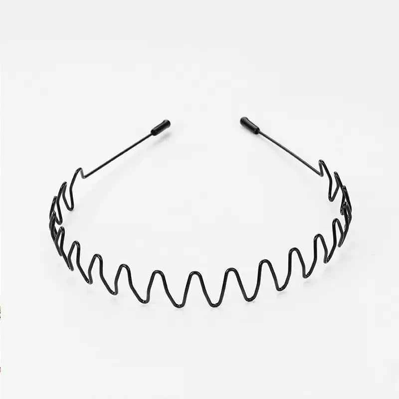Unisex Black Elastic Non Slip Simple Metal Headbands For Men Women Wavy Hairband Spring Hair Hoop Fashion Hair Accessories