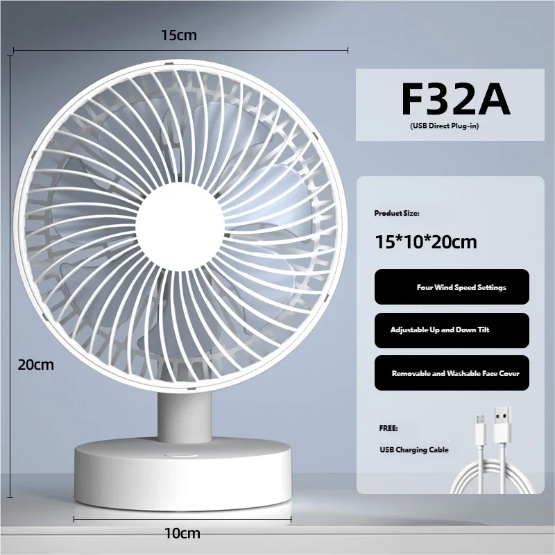 USB PLUG-IN Small Fan Office Desk Electric Fan USB 6-Inch  Desktop Bedside Fan with Long Battery Life