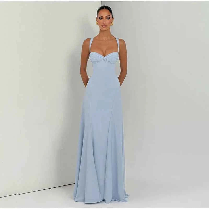 Lady Sexy Strapless Split Solid Pleated Dress Women Chic Backless High Waist Off-shoulder Dresses 2026 New Evening Party Gowns