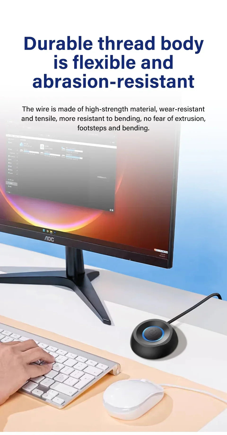 1.8M Computer Desktop  Extension Cable Switch Round Startup Switch Home Office PC Motherboard External Start Power On/Off Button
