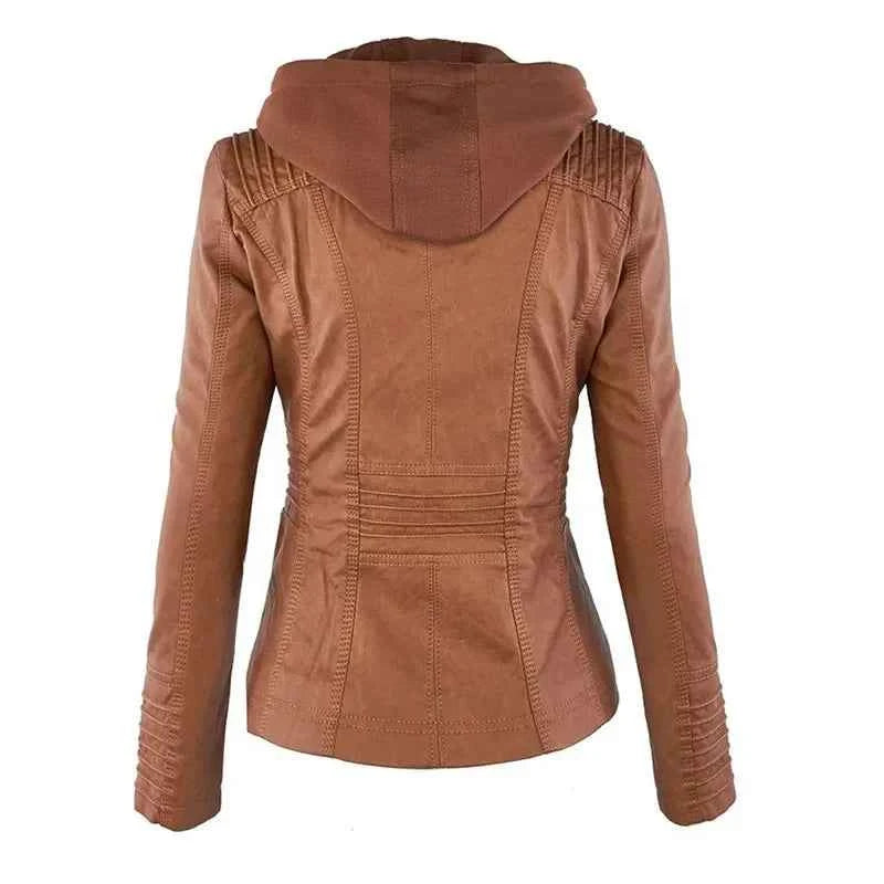 Gothic Faux Leather Jacket Women Coat 2025 Hoodies Winter Autumn Motorcycle Jacket Black Outerwear Leather PU Basic Jacket Coat