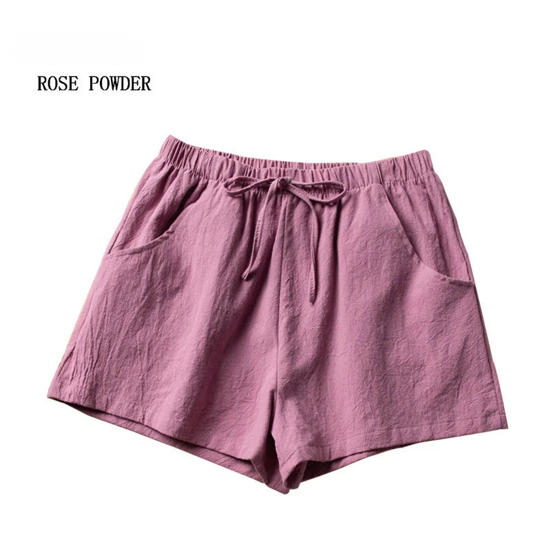 ITOOLIN Casual Linen Shorts Women Gym Workout Shorts Short Pants High Waisted Black Ladies Short Femme Women Shorts Sport Femme