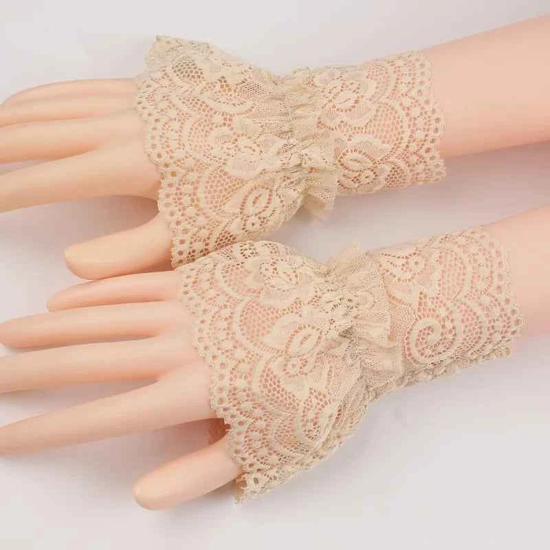 1Pair Detachable Fake Sleeves Spring Autumn Lace Ruffles Elbow Sleeve Cuff Sweater Decorative Sweet Female Transparent Cuffs