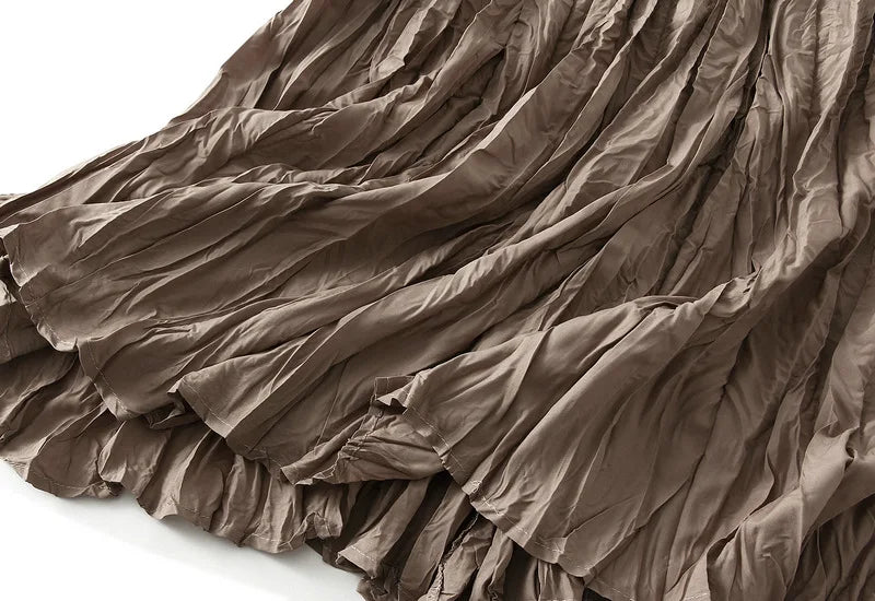 Light Luxury Irregular Slimming Pleated  A-line Skirt for Women High Waist Solid Color Loose Fashion Skirts Casual  Spring New