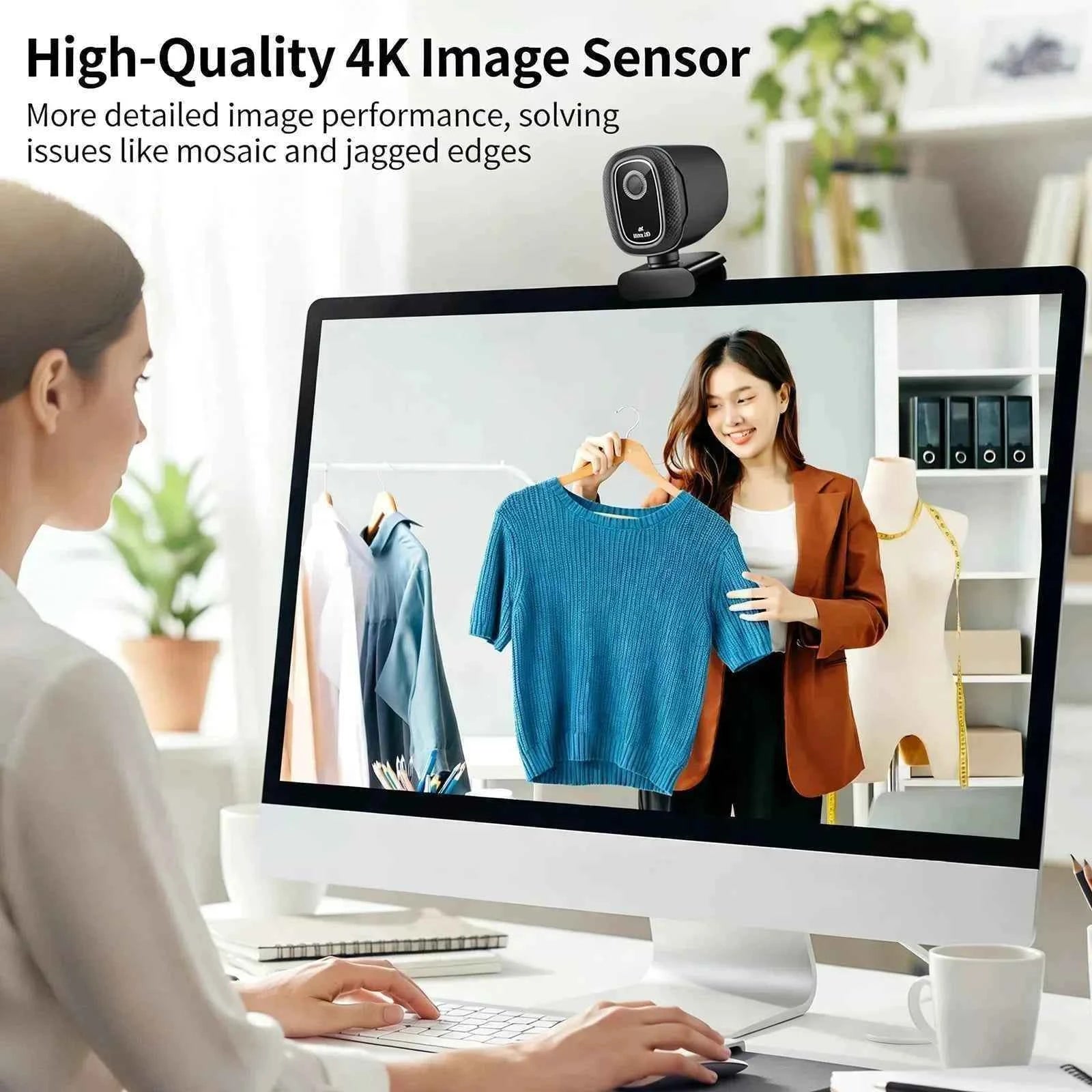 Webcam 4k Streaming Web Camera 1080p 30fps Usb Camera Free Screen Rotation With Dual Ai Noise-cancelling Mic For Tiktok/youtube
