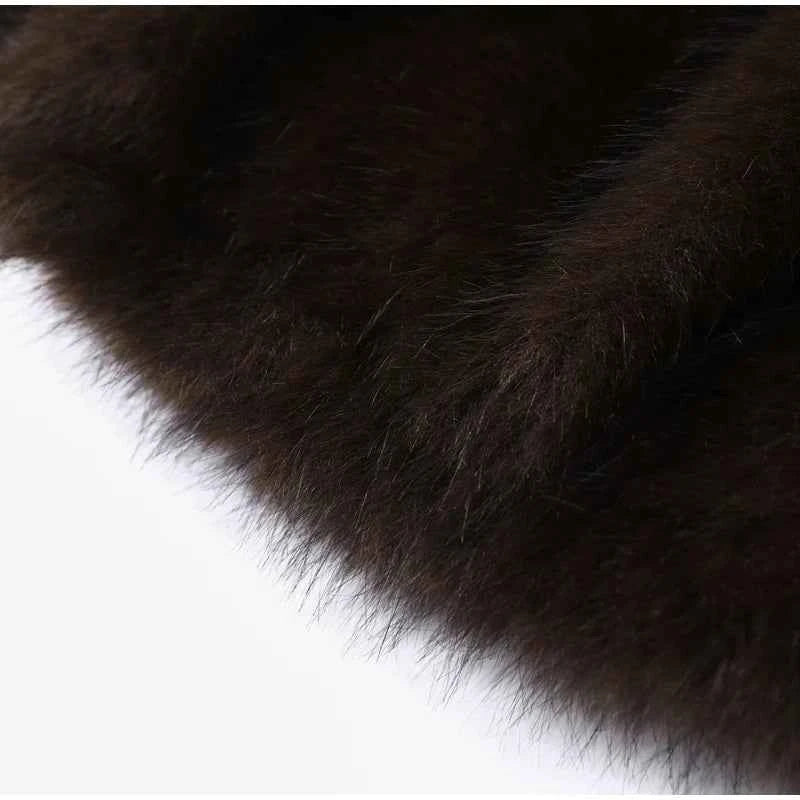Women Solid Faux Fur Hooded Pullover Casual Full Sleeve Warm Loose Thick Tops Lady New Daily Chic Elegant Winter Outwear 2025