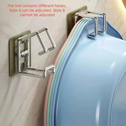 1/2/4/6Pcs Stainless Steel Washbasin Hook Multifunction Punch-free Kitchen Bathroom Rack Basin Storage Rack Towel Hanging Holder