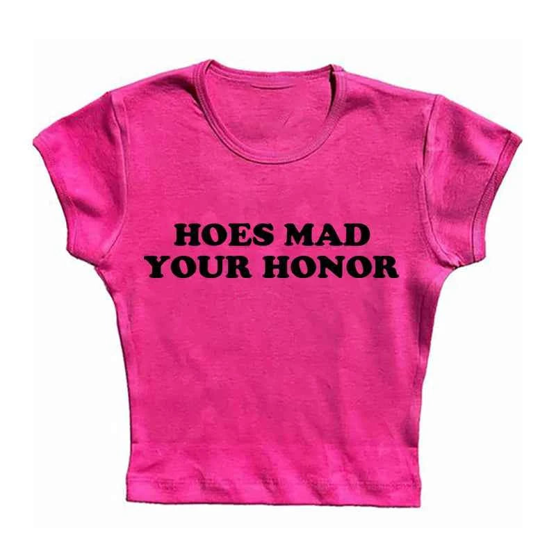 Aesthetic Vintage Y2k Style Clothes High Street Print Baby Tees Slim Crop Tops Streetwear Goth Short Sleeve Emo Girls Tops emo