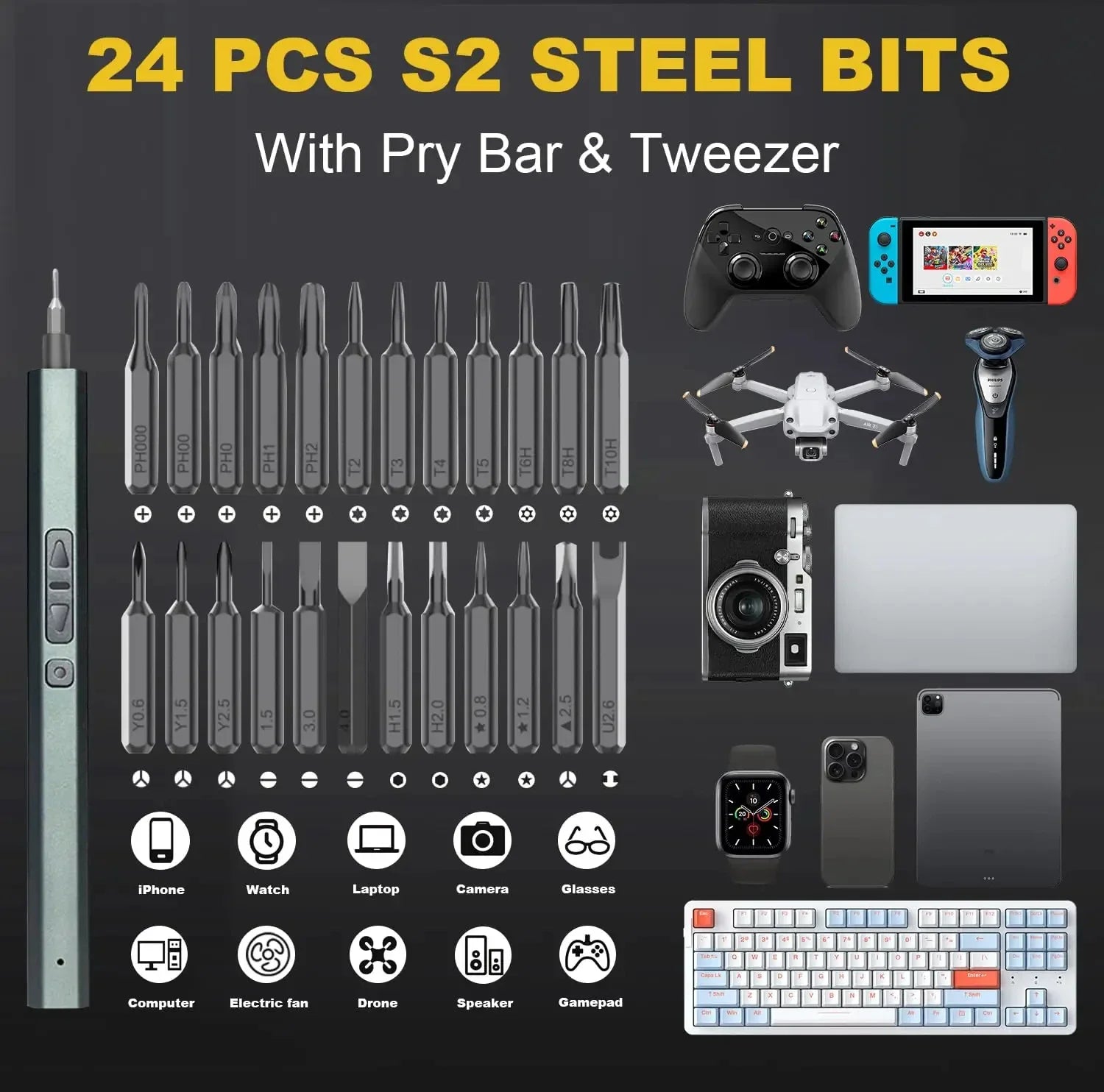 Precision Electric Screwdriver Set Magnetic Phillips Torx Screw Driver Bits Power Repair Tools Cordless Electric Screwdriver