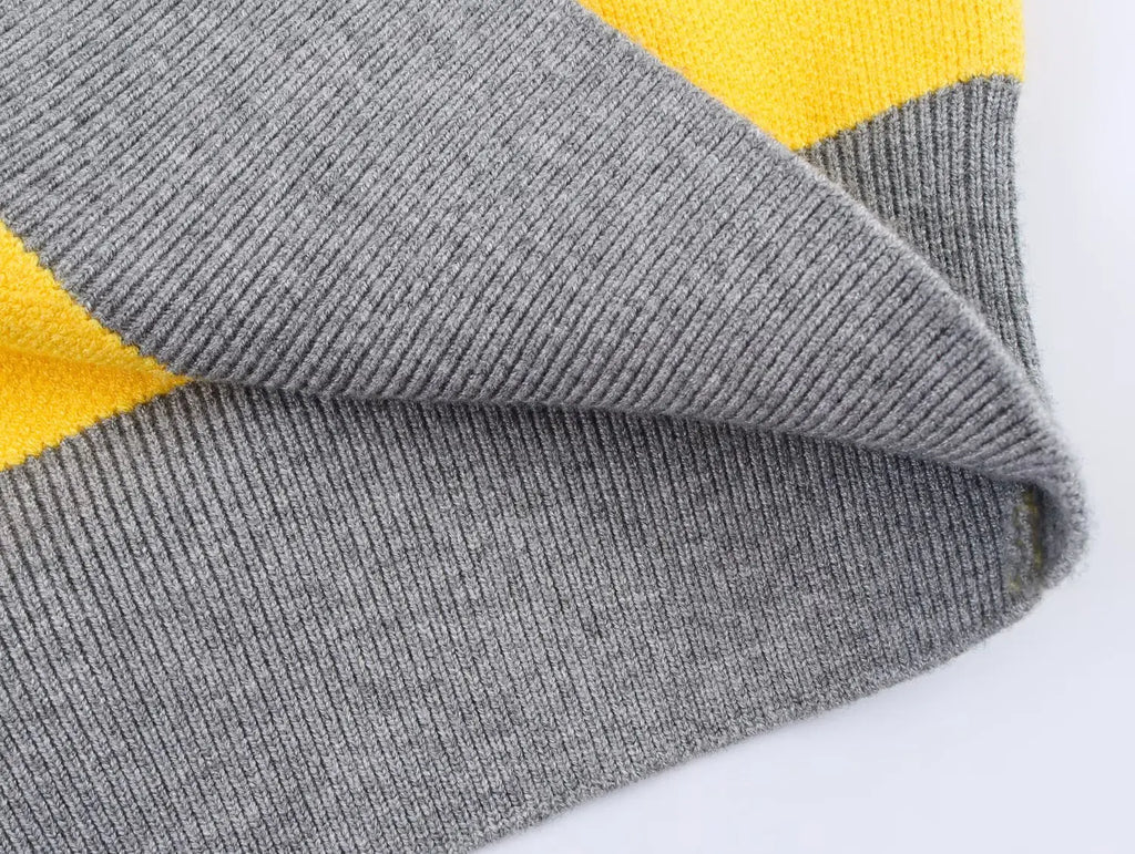 Nlzgmsj 2025  Autumn High Street Chic Women Striped Knitted  Sweaters Women Full Sleeve Vintage Style Tops