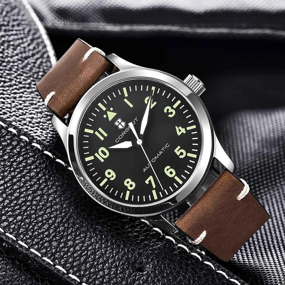 42mm Corgeut Sapphire miyota Watch Military Men Reloj Automatic Luxury Sport Design Clock Lume Leather Mechanical Wrist Watches