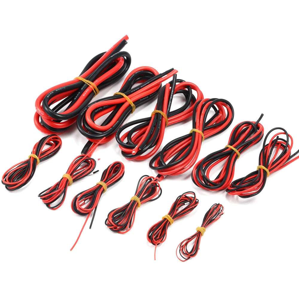10m/lot Silicon Wire 8 10 12 14 16 18 20 22AWG Heatproof Soft Silicone Silica Gel Wire Cable (5m Red+5m Black) DIY Part