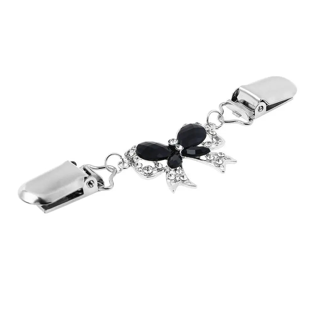 Rhinestone Clothing Metal Holder Sweater Shawl Clips Duck-mouth Plated Clasps Cardigan Collar Clip Butterfly Bow Brooches