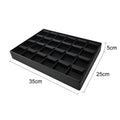 Stackable Leather Ring & Earring Tray - 25x20cm Black White Storage Box with Lid - Jewelry Organizer