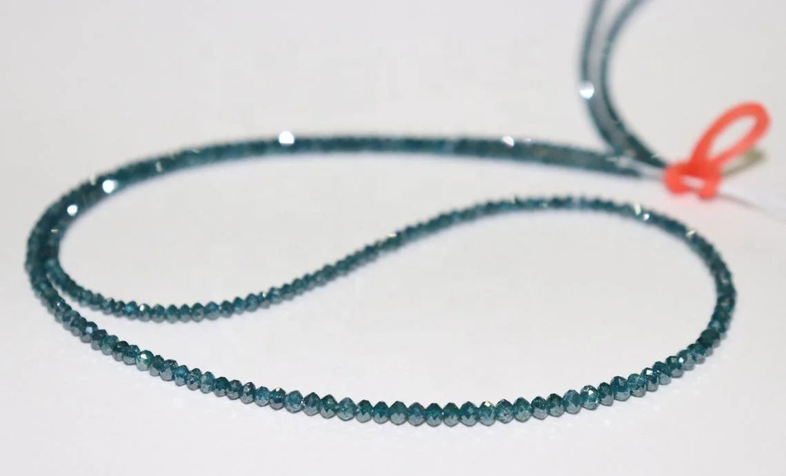 AAA Grade Natural Blue Diamond Faceted Rondelle Beads 1.8-2.2mm 11.5 Carat 38cm Strand Length Hole Diameter 0.5mm Indian Gem