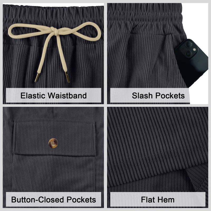 American Men's Heavy Loose Four Seasons Hip Hop Casual Sports Running Corduroy Tooling Shorts