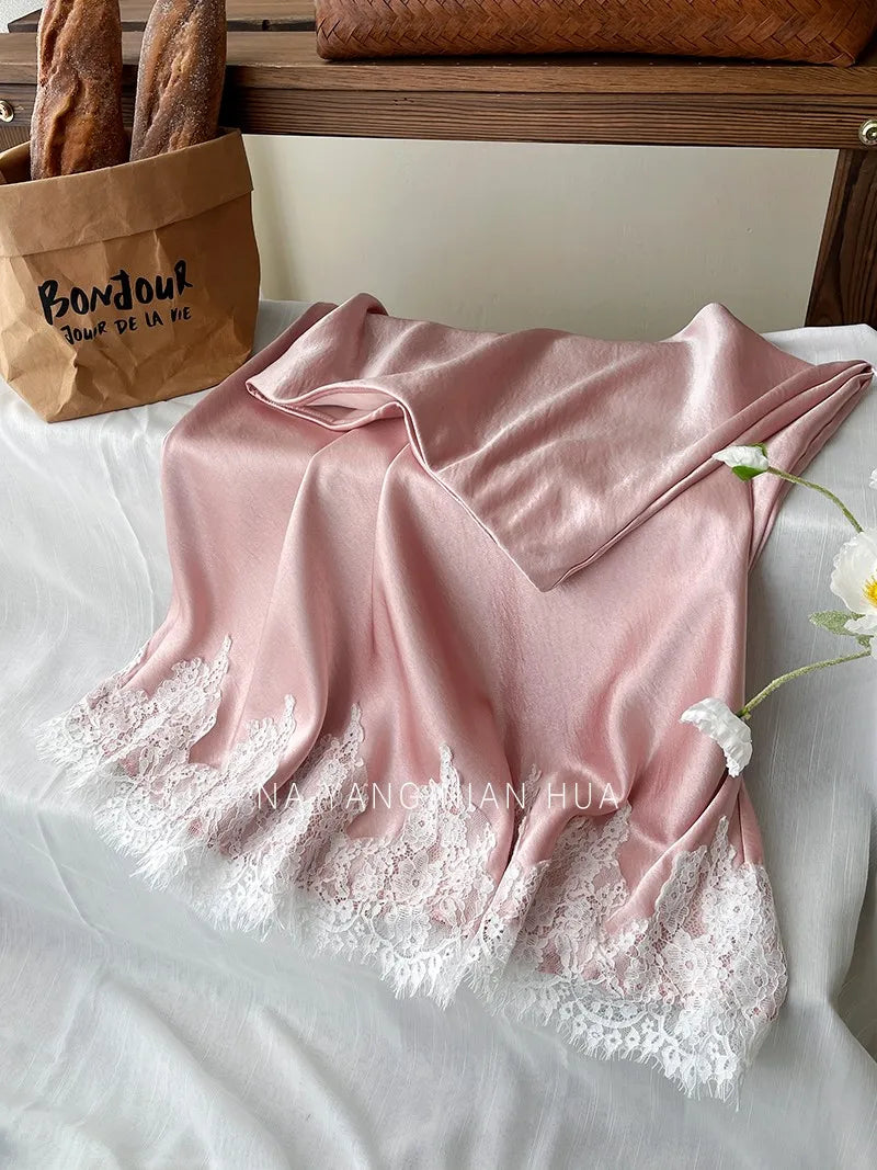 Beiyingni French Elegant Satin Mermaid Skirt Women Spring Summer Lace Patchwork Pack Hip Long A-line Skirts Office Ladies Faldas