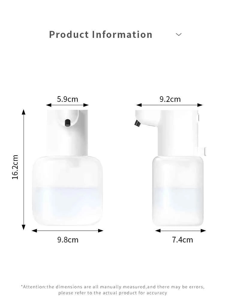New Wall Mounted Automatic Soap Dispenser Foam Smart Hand Washing Machine 500ml Liquid Rechargeable Bathroom Induction Sensor